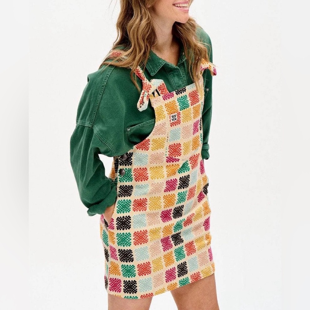 Lucy & Yak Anyana print pinafore dress